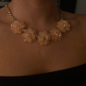 light pink jeweled flower necklace